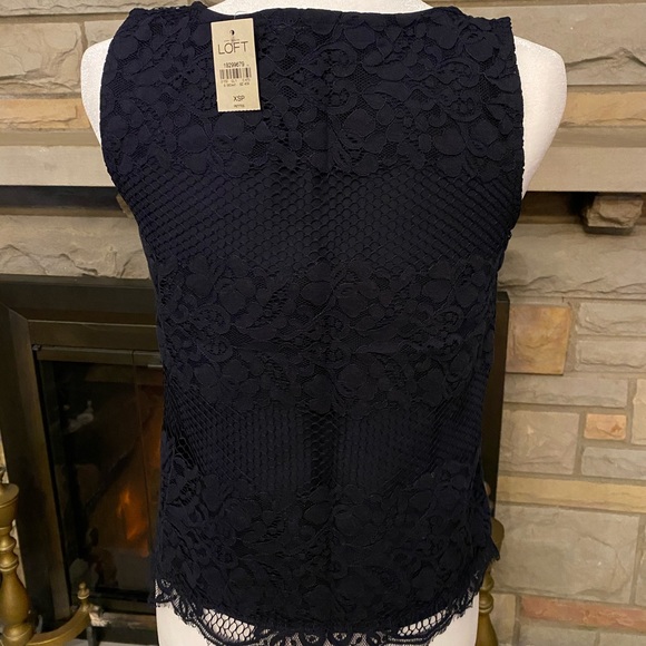 Ann Taylor Loft sleeveless lace blouse shirt top - Picture 4 of 5